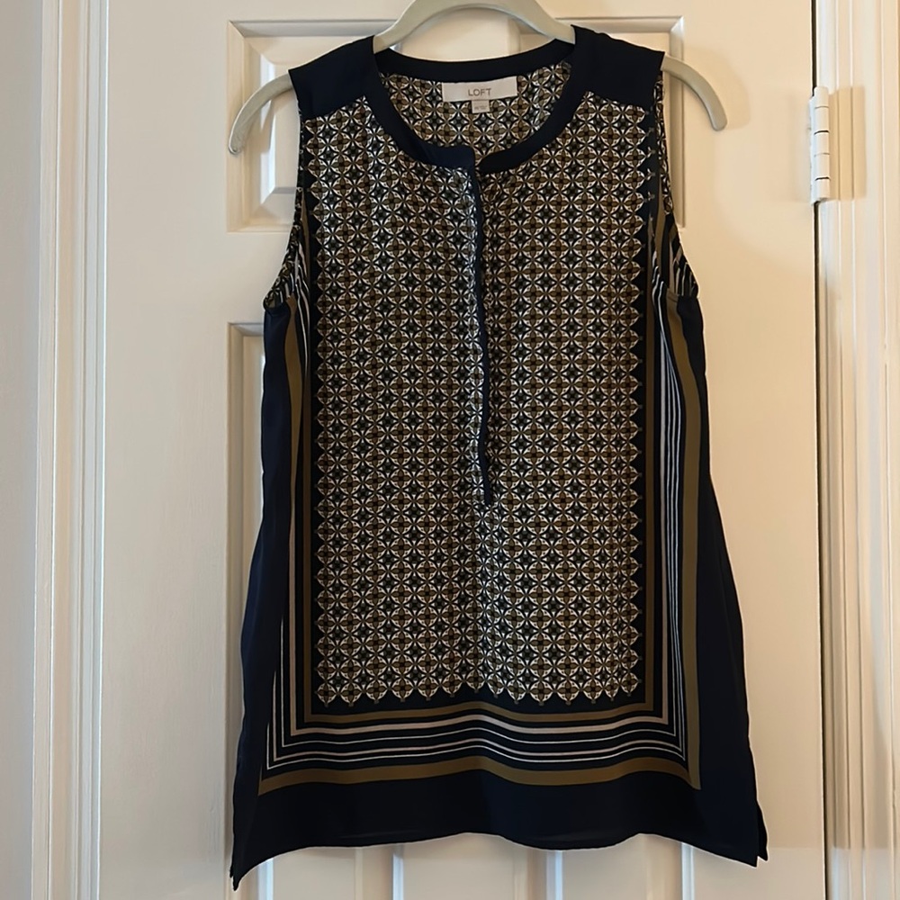 Loft Printed Top XS Dark Navy Blue - Picture 3 of 10